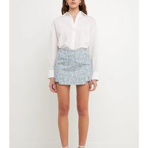 Endless Rose Blue Floral Mini Skirt